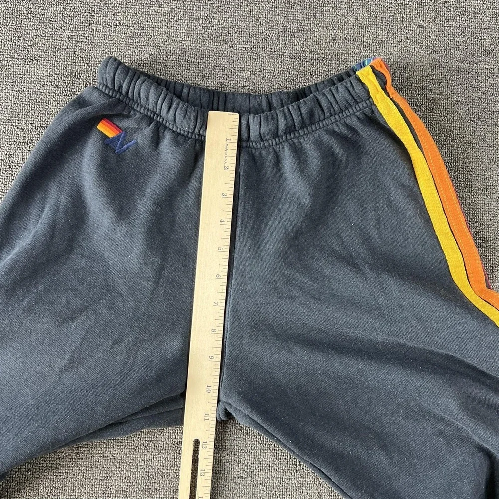 Aviator Nation Sweatpants Womens Small Gray Rainbow Stripe Fleece‎ Jogger Pants